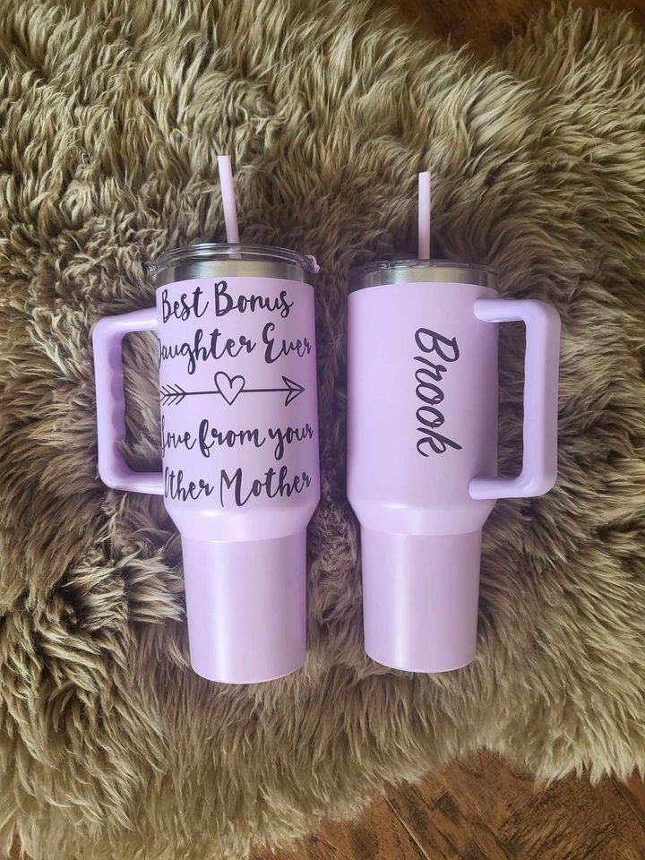 Personalized 40oz. Stainless Steel Insulated Tumbler with Straw image 2