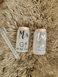 16 oz Frosted Glass Can with Straw image 0